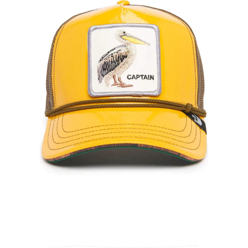 trucker-cap-gelb-und-braun-pelikan-captain-ol-man-bert-nautical-nonsense-the-farm-von-goorin-bros