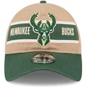 braune-und-grune-verstellbare-curved-cap-9twenty-draft-2024-der-milwaukee-bucks-nba-von-new-era
