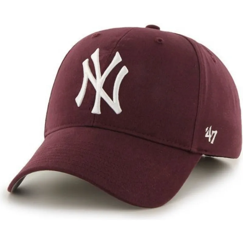 mutzen-gebogen-rot-verstellbares-band-granate-der-new-york-yankees-mlb-von-47-brand