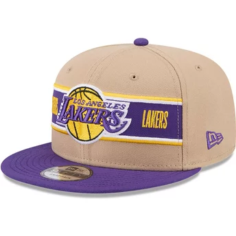 Casquette plate marron et violette snapback 9FIFTY Draft 2024 Los Angeles Lakers NBA New Era
