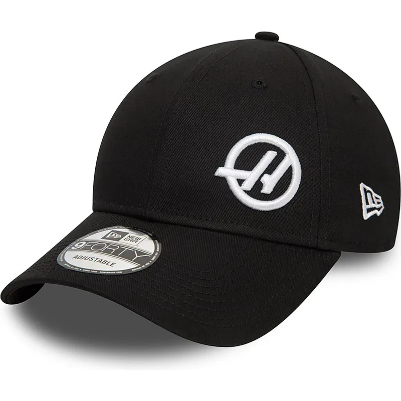 schwarze-gebogene-snapback-kappe-9forty-von-haas-f1-team-formula-1-von-new-era schwarze-gebogene-snapback-kappe-9forty-von-haas-f1-team-formula-1-von-new-era