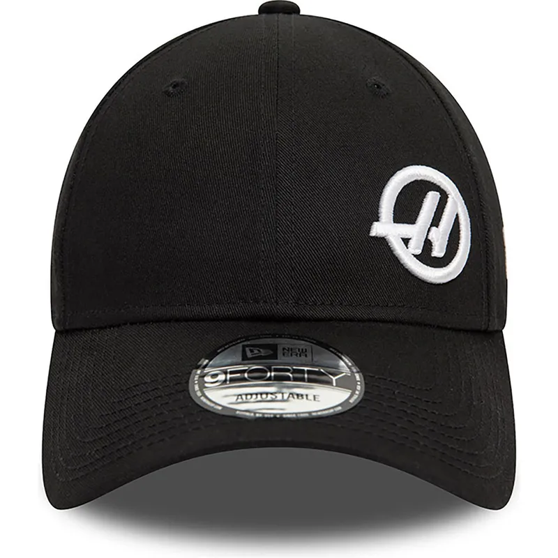schwarze-gebogene-snapback-kappe-9forty-von-haas-f1-team-formula-1-von-new-era schwarze-gebogene-snapback-kappe-9forty-von-haas-f1-team-formula-1-von-new-era