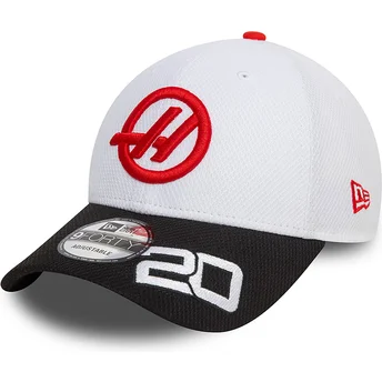 Mützen gebogen weiß snapback Kevin Magnussen 9FORTY der Haas F1 Team Formula 1 von New Era