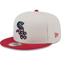 casquette-plate-beige-et-rouge-snapback-9fifty-4th-of-july-chicago-white-sox-mlb-new-era