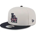 casquette-plate-beige-et-bleue-marine-snapback-9fifty-4th-of-july-los-angeles-dodgers-mlb-new-era