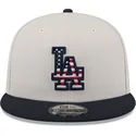 beige-und-marineblaue-flache-snapback-kappe-9fifty-4th-of-july-der-los-angeles-dodgers-mlb-von-new-era