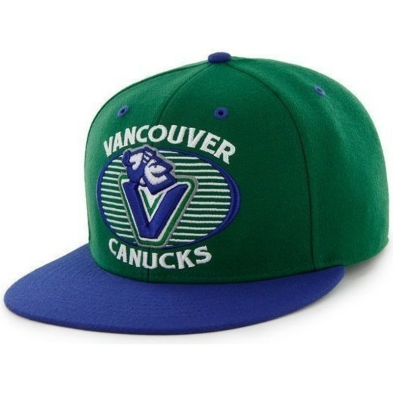 47-brand-flat-brim-vancouver-canucks-nhl-green-and-blue-snapback-cap