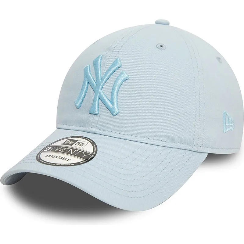 hellblaue-verstellbare-curved-cap-mit-blauem-logo-9twenty-league-essential-der-new-york-yankees-mlb-von-new-era hellblaue-verstellbare-curved-cap-mit-blauem-logo-9twenty-league-essential-der-new-york-yankees-mlb-von-new-era