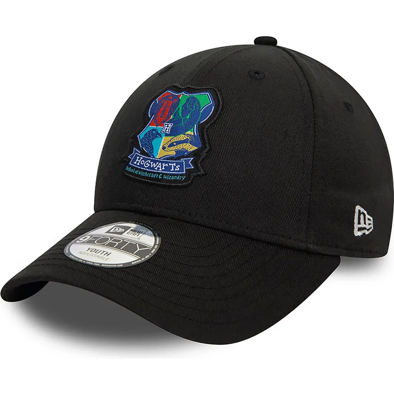schwarze-gebogene-snapback-kappe-fur-kinder-9forty-hogwarts-harry-potter-von-new-era schwarze-gebogene-snapback-kappe-fur-kinder-9forty-hogwarts-harry-potter-von-new-era