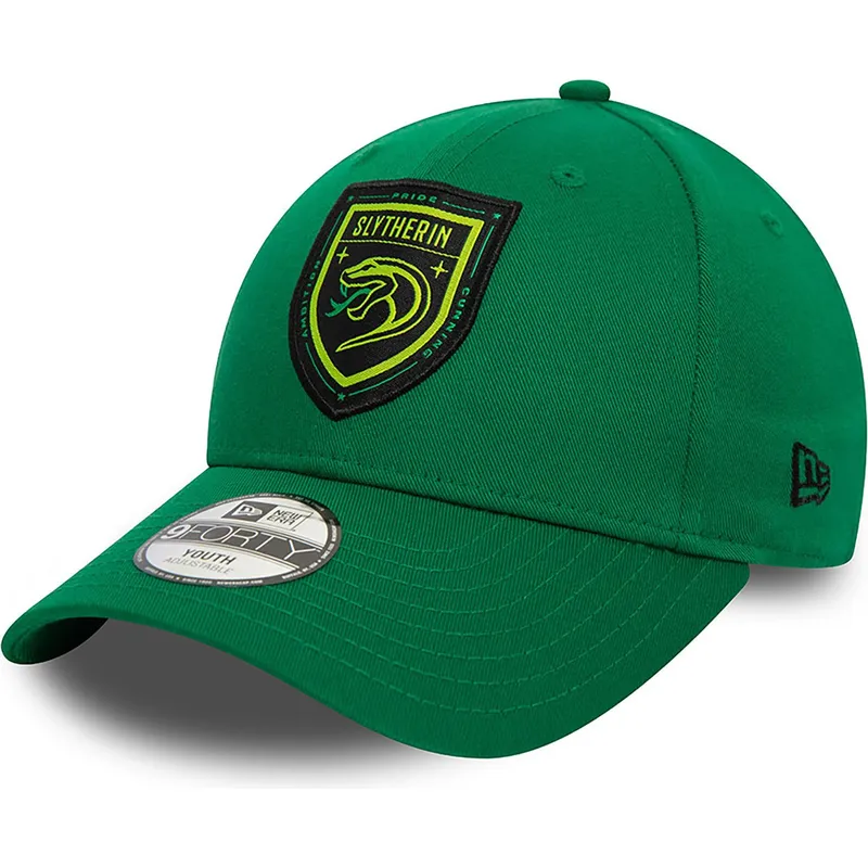 grune-gebogene-snapback-kappe-fur-kinder-9forty-slytherin-harry-potter-von-new-era
