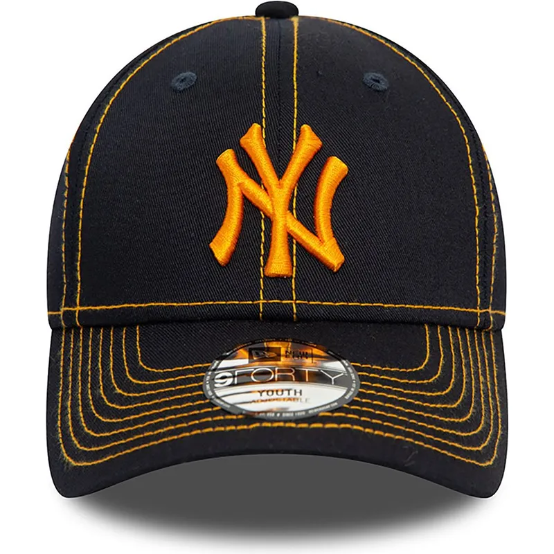 marineblaue-gebogene-verstellbare-kappe-mit-orangefarbenem-logo-fur-kinder-9forty-stitch-der-new-york-yankees-mlb-von-new-era marineblaue-gebogene-verstellbare-kappe-mit-orangefarbenem-logo-fur-kinder-9forty-stitch-der-new-york-yankees-mlb-von-new-era