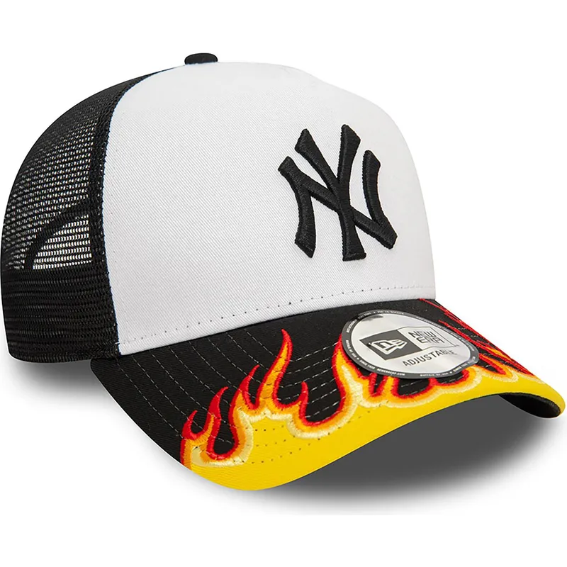 mutzen-gebogen-weiss-snapback-a-frame-flame-der-new-york-yankees-mlb-von-new-era