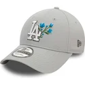 casquette-courbee-grise-ajustable-9forty-flower-icon-los-angeles-dodgers-mlb-new-era