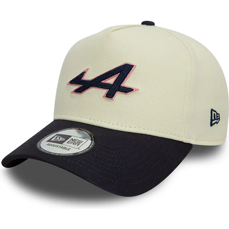 weisse-und-marineblaue-gebogene-snapback-kappe-e-frame-chain-stitch-von-alpine-f1-team-formula-1-von-new-era