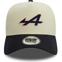 weisse-und-marineblaue-gebogene-snapback-kappe-e-frame-chain-stitch-von-alpine-f1-team-formula-1-von-new-era