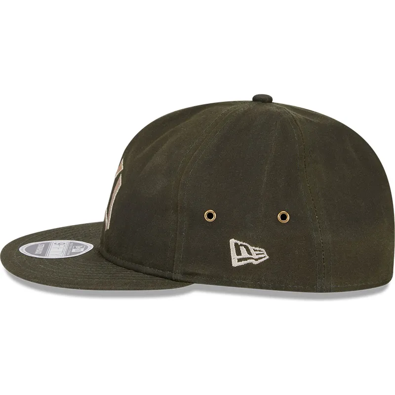 grune-verstellbare-flatcap-9fifty-waxed-canvas-der-new-york-yankees-mlb-von-new-era