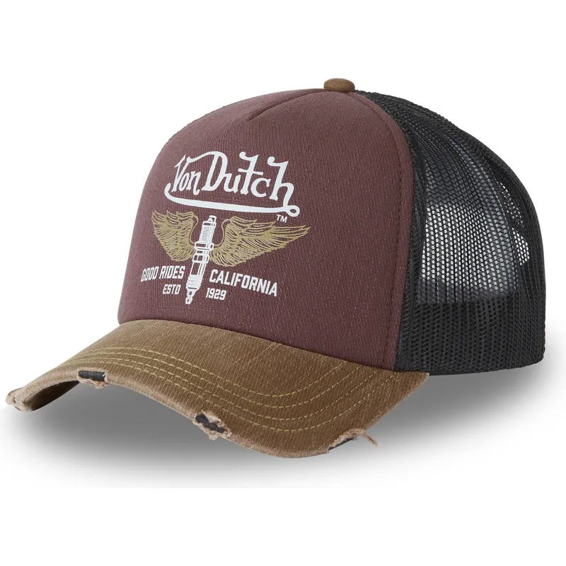 trucker-cap-weinrot-schwarz-und-braun-crew18-von-von-dutch
