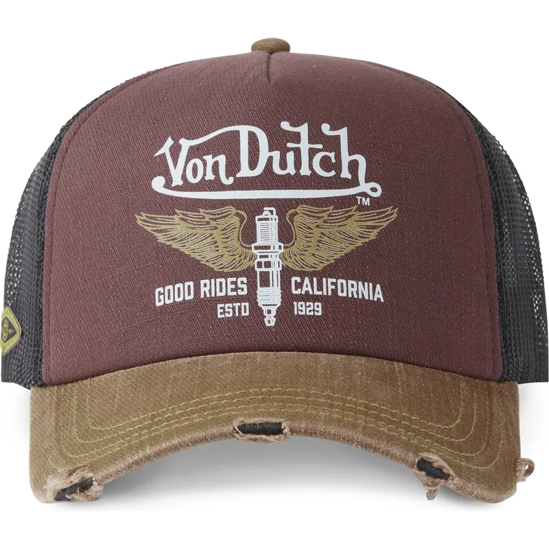 trucker-cap-weinrot-schwarz-und-braun-crew18-von-von-dutch