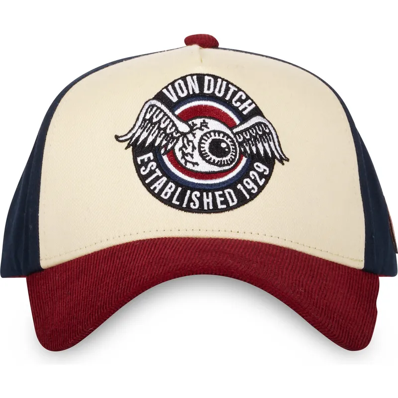 gebogene-beige-blaue-und-rote-snapback-kappe-vint02-von-von-dutch
