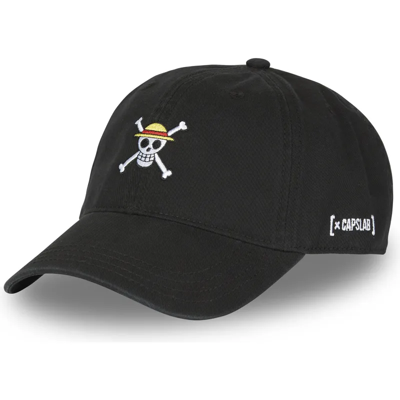 schwarze-verstellbare-curved-cap-straw-hat-pirates-skucd-one-piece-von-capslab schwarze-verstellbare-curved-cap-straw-hat-pirates-skucd-one-piece-von-capslab