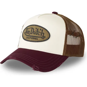 Casquette trucker beige, marron et rouge MUBU Von Dutch