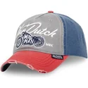 casquette-courbee-grise-bleue-et-rouge-ajustable-mot-von-dutch