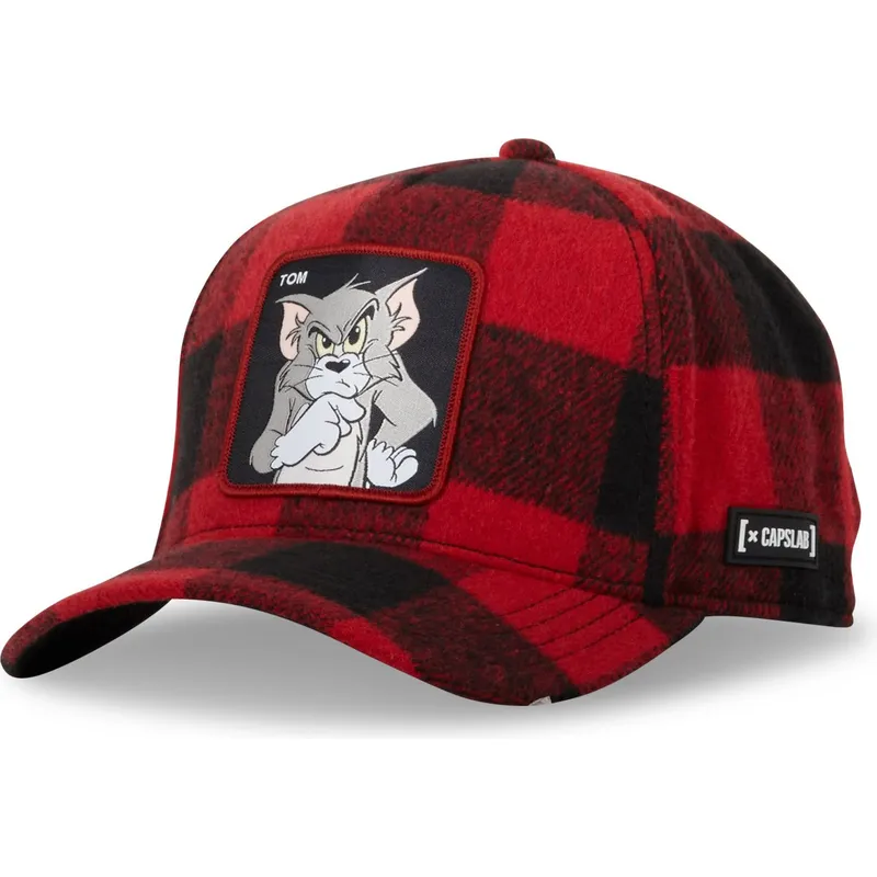 rote-und-schwarze-gebogene-snapback-kappe-tom-taj5-tj6-looney-tunes-von-capslab