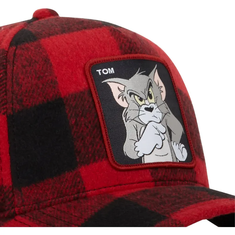rote-und-schwarze-gebogene-snapback-kappe-tom-taj5-tj6-looney-tunes-von-capslab