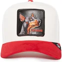 casquette-trucker-blanche-et-rouge-chien-dobermann-beware-the-suede-doberman-the-farm-goorin-bros