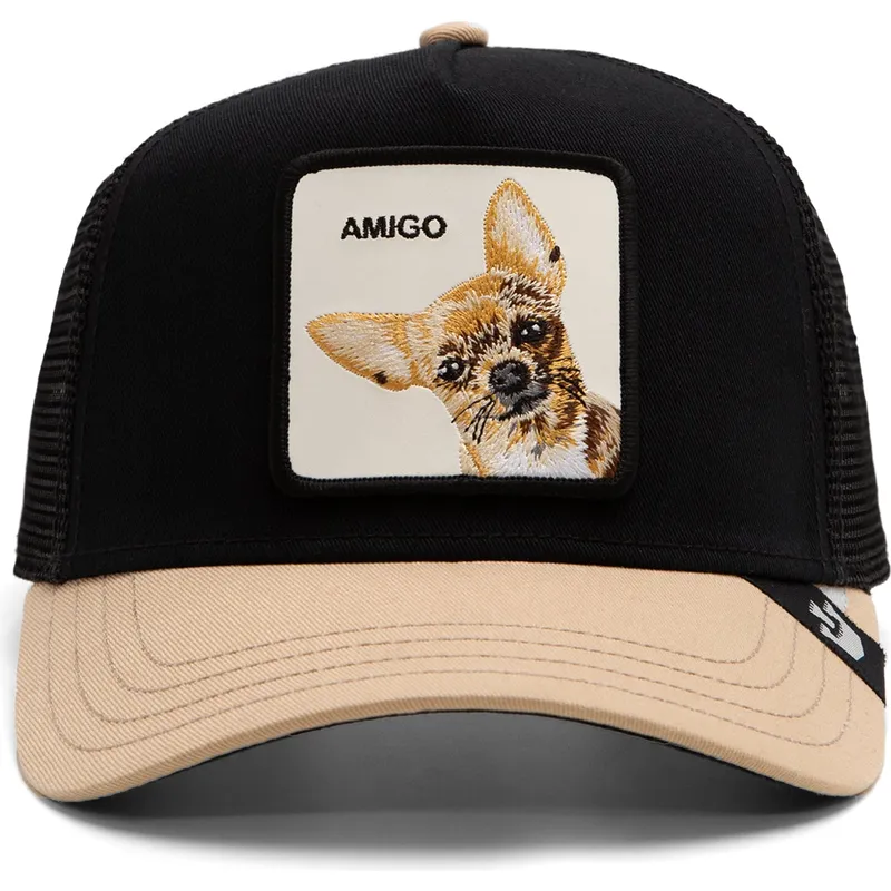 trucker-cap-schwarz-und-beige-chihuahua-hund-the-amigo-eco-brutalism-the-farm-von-goorin-bros trucker-cap-schwarz-und-beige-chihuahua-hund-the-amigo-eco-brutalism-the-farm-von-goorin-bros