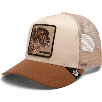 Casquette trucker beige et marron guépard The Warrior Cheetah Big Cats The Farm Goorin Bros.