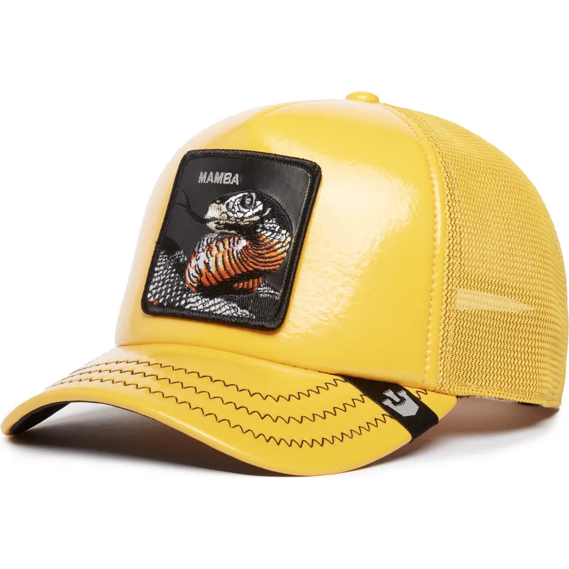 trucker-cap-gelb-schlange-mamba-mentality-puff-patent-the-farm-von-goorin-bros