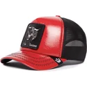 trucker-cap-rot-und-schwarz-stier-raging-pamplona-puff-patent-the-farm-von-goorin-bros