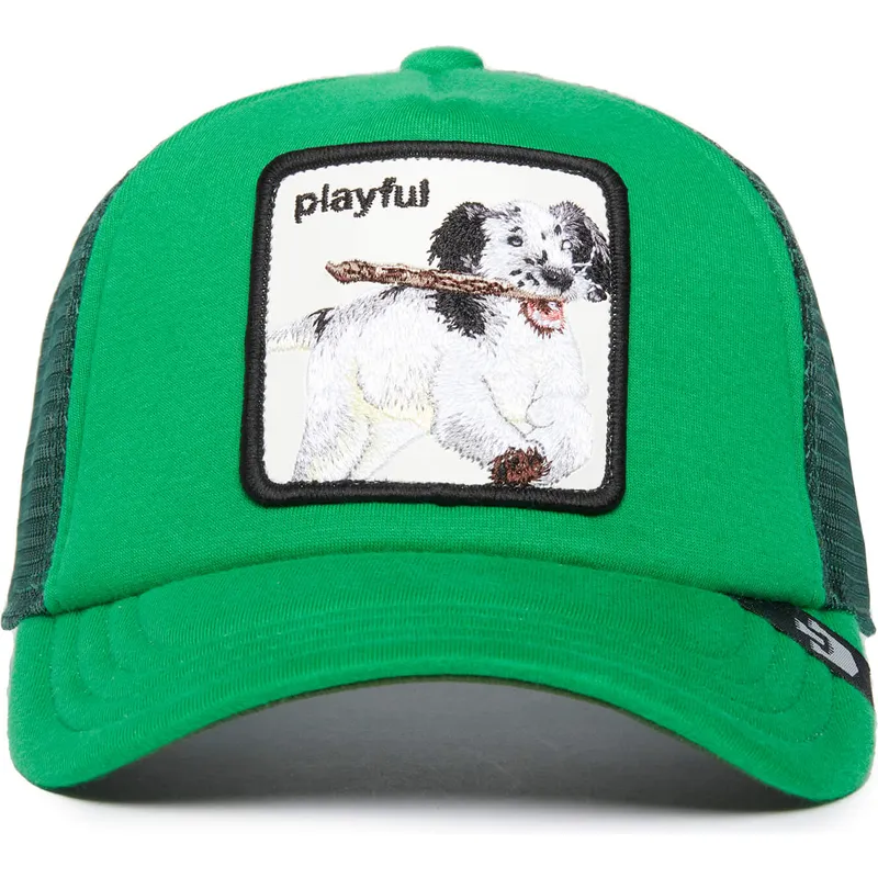 grune-trucker-kappe-fur-jungen-hund-playful-playtime-the-farm-von-goorin-bros