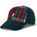 casquette-courbee-multicolore-ajustable-avec-logo-blanc-classic-sport-plaid-polo-ralph-lauren