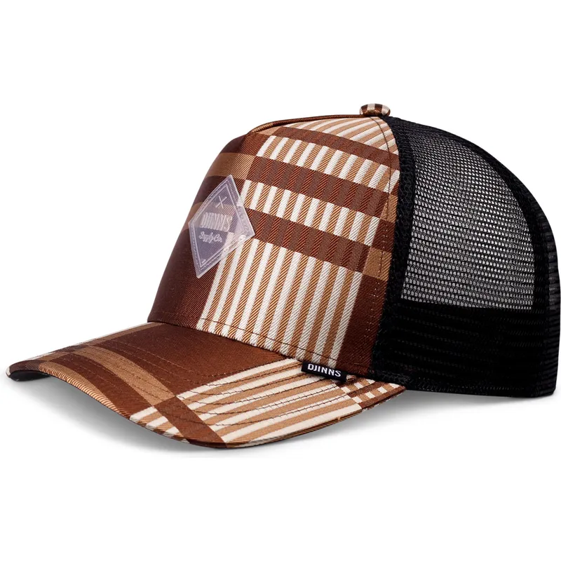 trucker-cap-braun-und-schwarz-hft-shiny-check-von-djinns trucker-cap-braun-und-schwarz-hft-shiny-check-von-djinns