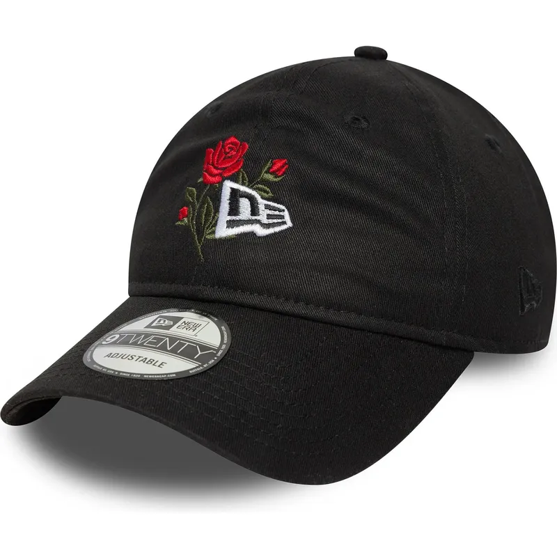 schwarze-verstellbare-curved-cap-9twenty-rose-icon-von-new-era