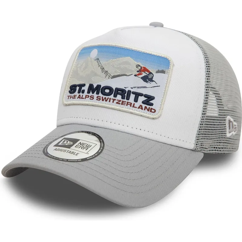 graue-trucker-kappe-a-frame-ski-patch-von-st-moritz-stadte-und-strande-von-new-era