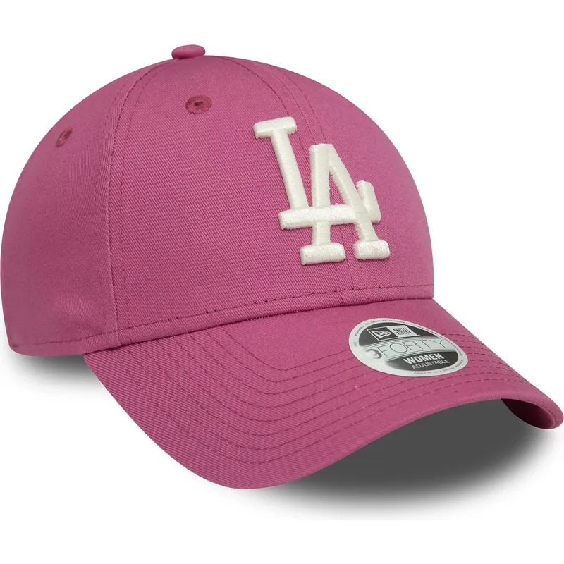 mutzen-gebogen-rosa-verstellbares-band-9forty-league-essential-der-los-angeles-dodgers-mlb-von-new-era