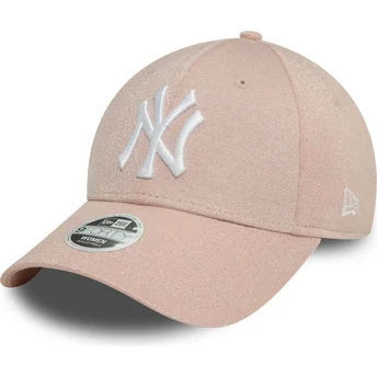 Mützen gebogen rosa verstellbares band 9FORTY Glitter der New York Yankees MLB von New Era