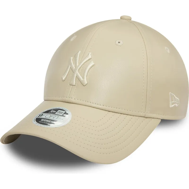mutzen-gebogen-beige-verstellbares-band-9forty-midi-pu-der-new-york-yankees-mlb-von-new-era