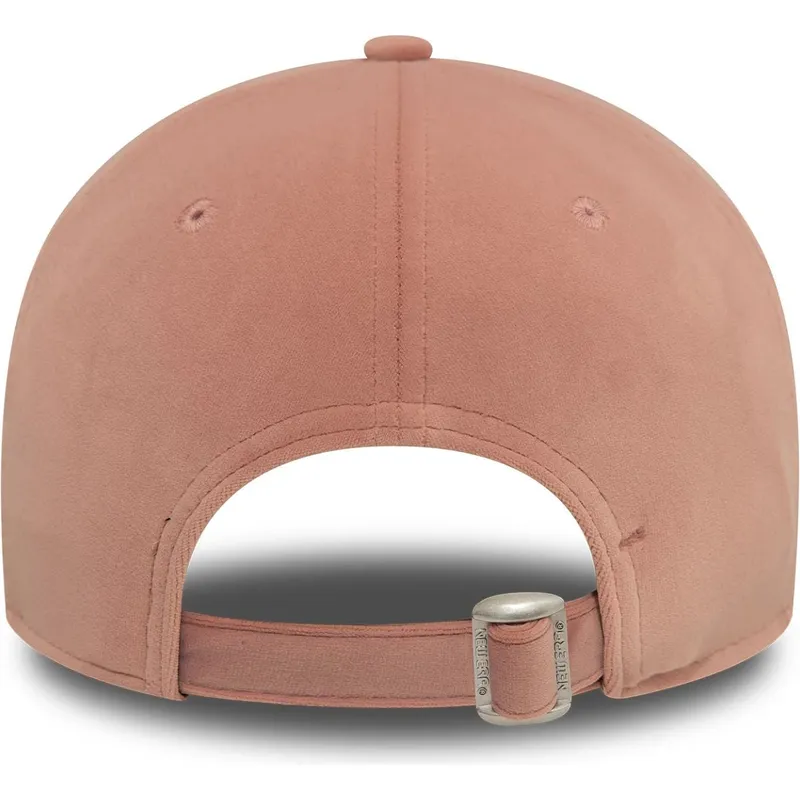 gebogene-rosa-verstellbare-damenkappe-9forty-velour-diamante-der-new-york-yankees-mlb-von-new-era