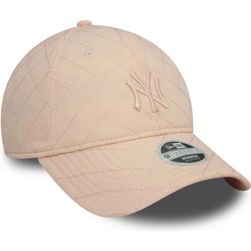 gebogene-rosa-verstellbare-damenkappe-9twenty-padded-new-york-yankees-mlb-von-new-era