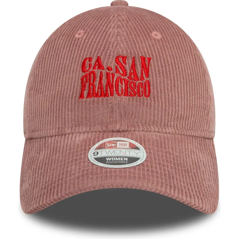 rosafarbene-verstellbare-curved-cap-fur-damen-9twenty-cord-von-san-francisco-stadte-und-strande-kalifornien-von-new-era