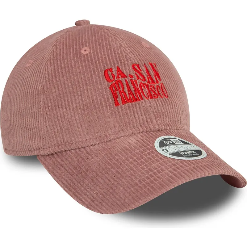 rosafarbene-verstellbare-curved-cap-fur-damen-9twenty-cord-von-san-francisco-stadte-und-strande-kalifornien-von-new-era