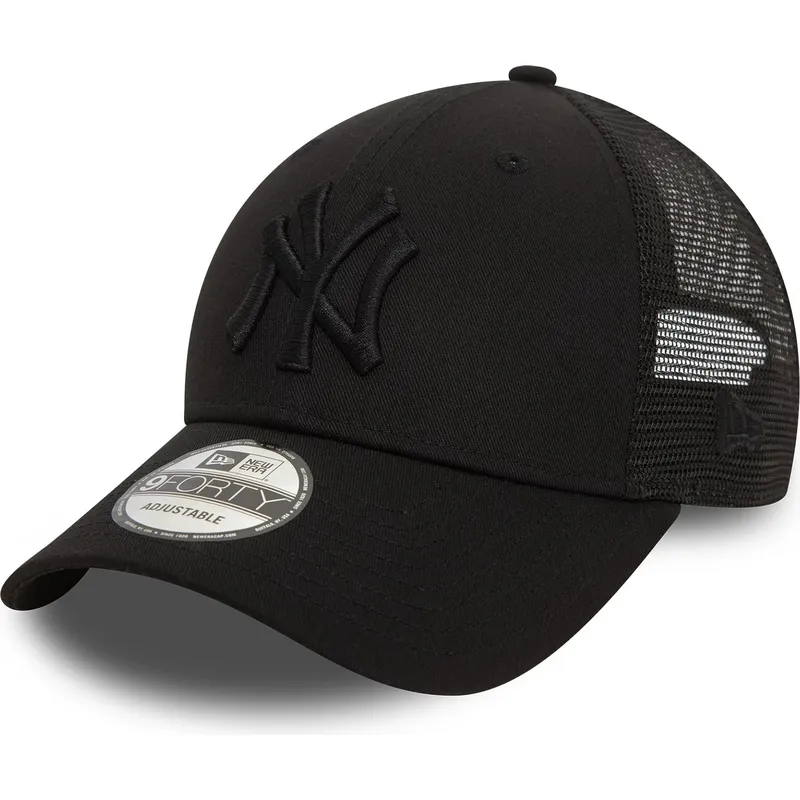 schwarze-verstellbare-trucker-kappe-mit-schwarzem-logo-9forty-home-field-der-new-york-yankees-mlb-von-new-era