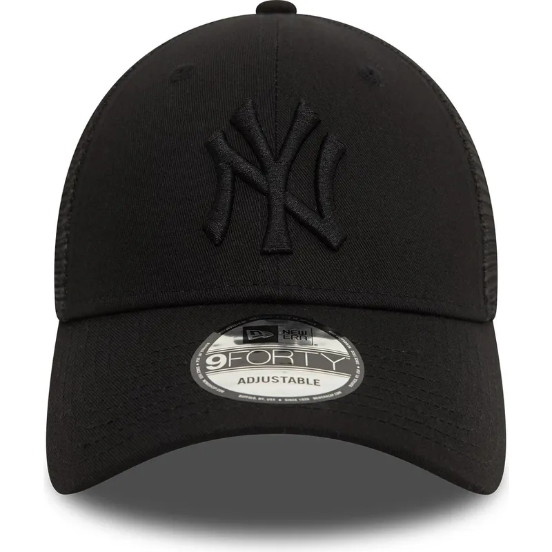 schwarze-verstellbare-trucker-kappe-mit-schwarzem-logo-9forty-home-field-der-new-york-yankees-mlb-von-new-era