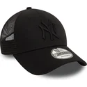 schwarze-verstellbare-trucker-kappe-mit-schwarzem-logo-9forty-home-field-der-new-york-yankees-mlb-von-new-era