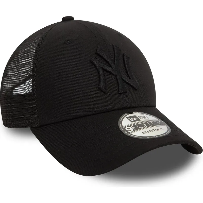 schwarze-verstellbare-trucker-kappe-mit-schwarzem-logo-9forty-home-field-der-new-york-yankees-mlb-von-new-era