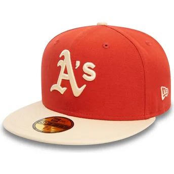 Casquette plate orange et beige ajustée 59FIFTY Side Patch Oakland Athletics MLB New Era